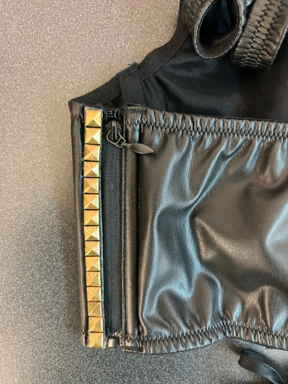 Victoria’s Secret Black and Gold Faux Leather Crop Top Corset - Picture 3 of 4